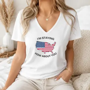 Alternative view of Pretty USA Map Im Staying How About You Shirt