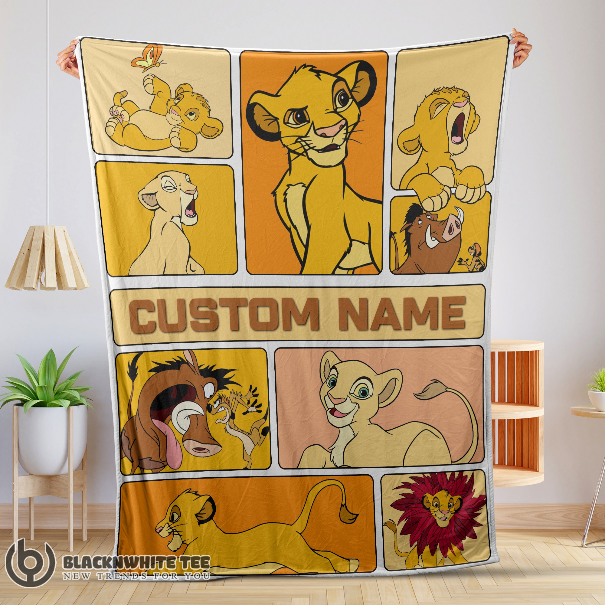 Premium Happy Disney Cartoon The Lion King Simba With Friends Blanket Fleece Customized Blanket