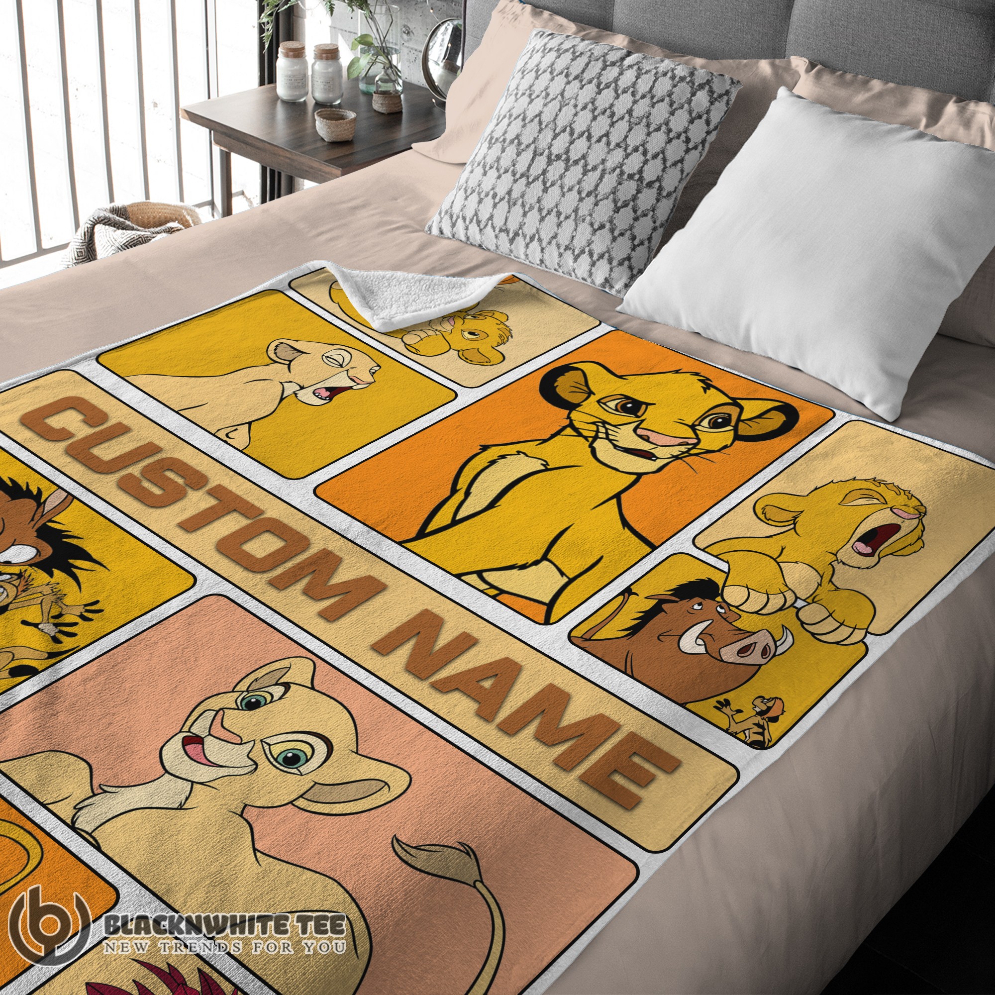 Premium Happy Disney Cartoon The Lion King Simba With Friends Blanket Fleece Customized Blanket - Image 3