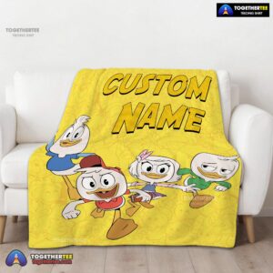 Alternative view of Official Disney Ducktales Huey Dewey Louie Webby Yellow Cartoon Collage Blanket Fleece Customized Blanket