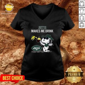 Alternative view of New York Jets Makes Me Drink Snoopy And Woodstock T-shirt
