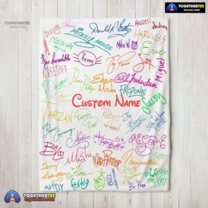 Official Playful Hand Writing Typography Vibrant Name Blanket Fleece Customized Blanket