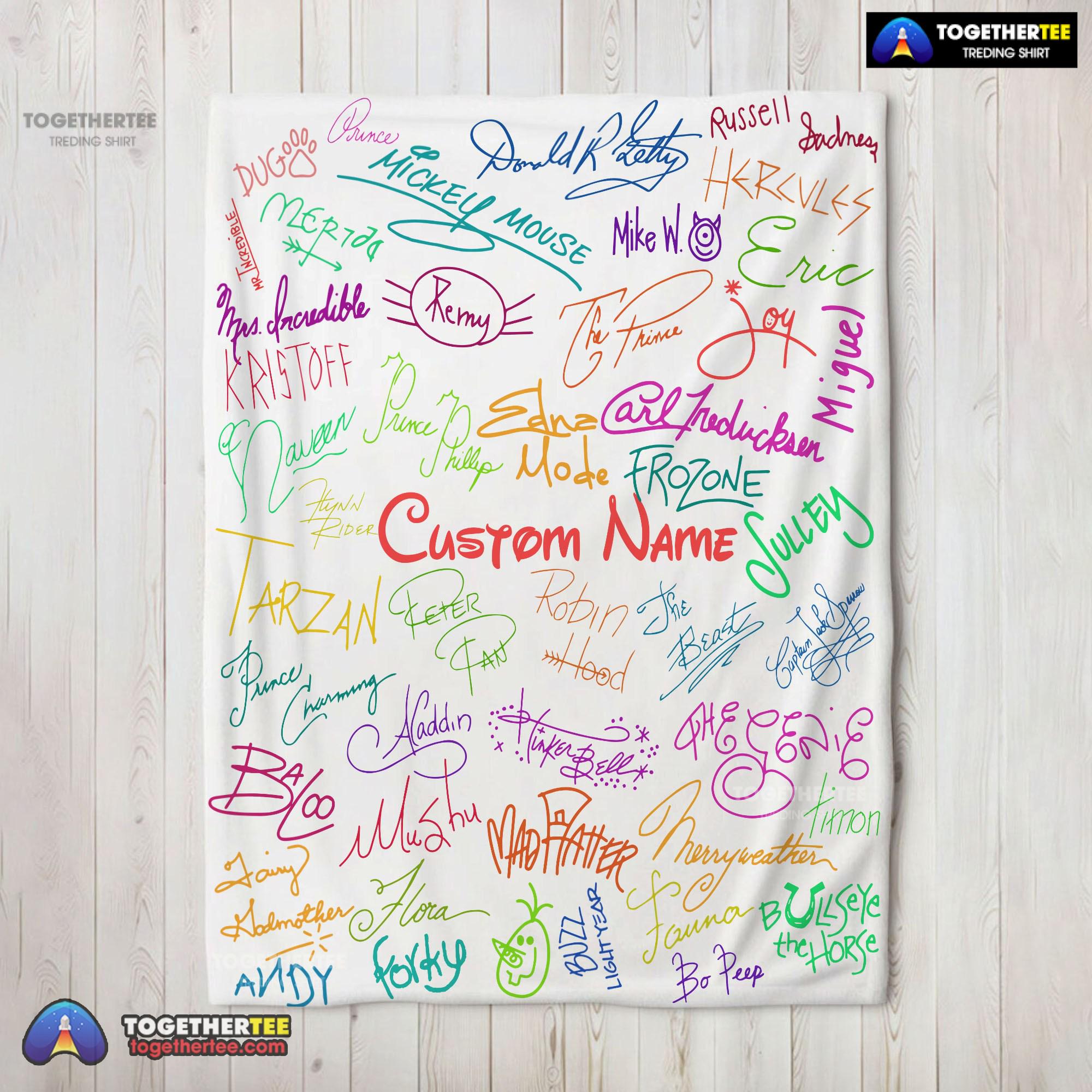 Official Playful Hand Writing Typography Vibrant Name Blanket Fleece Customized Blanket