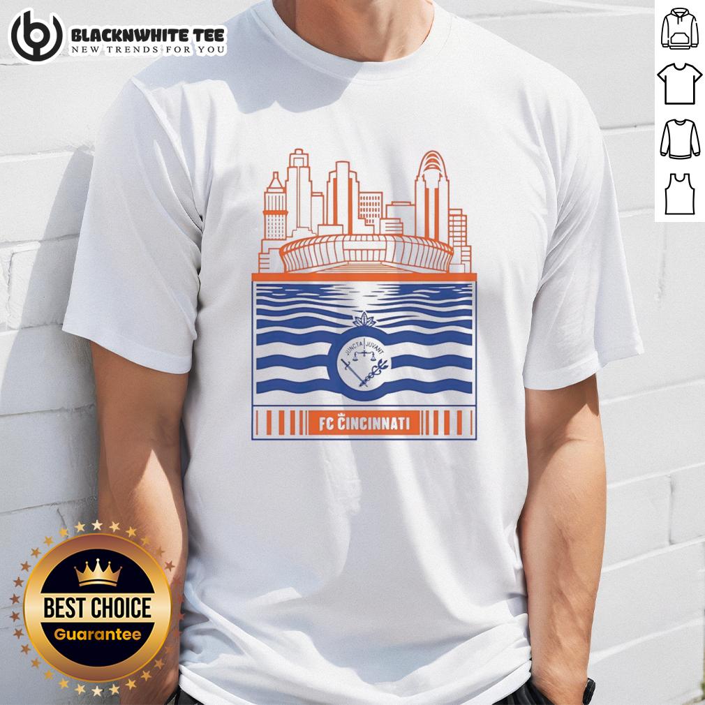 Nice FC Cincinnati City Skyline Stadium With River And Logo Retro T-Shirt