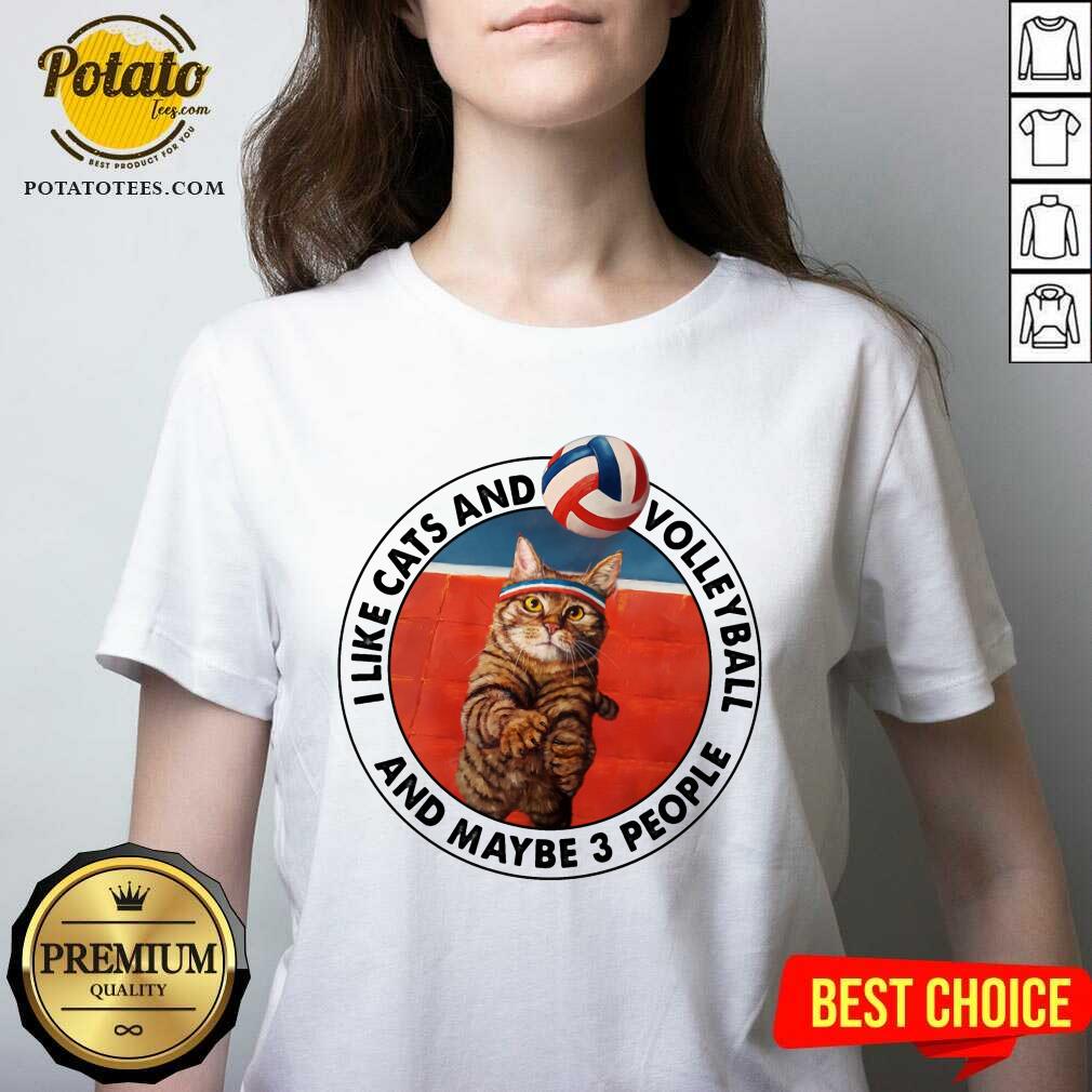 I Like Cats And Volleyball And Maybe 3 People Shirt - Image 2