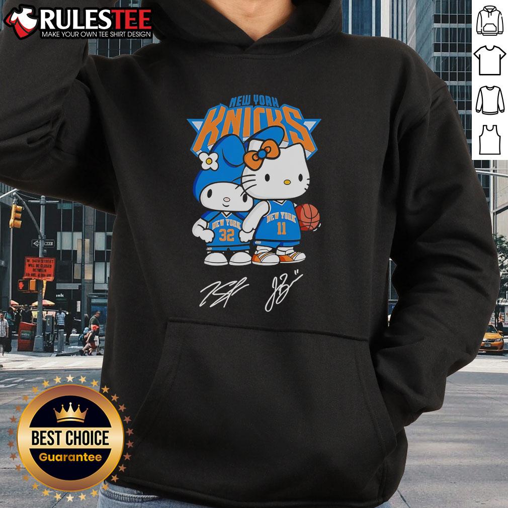 Cute Hello Kitty New York Knicks Basketball Kawaii Signatures T-Shirt - Image 2