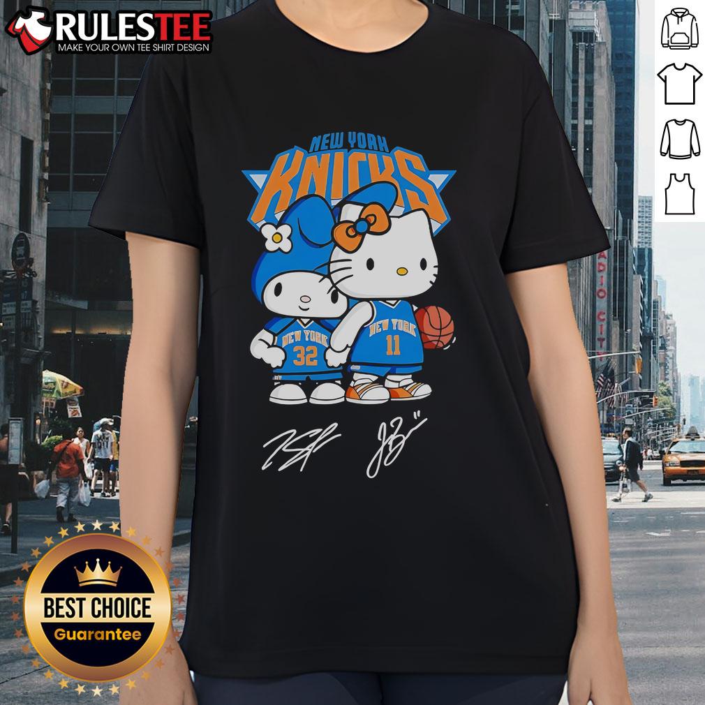 Cute Hello Kitty New York Knicks Basketball Kawaii Signatures T-Shirt - Image 3