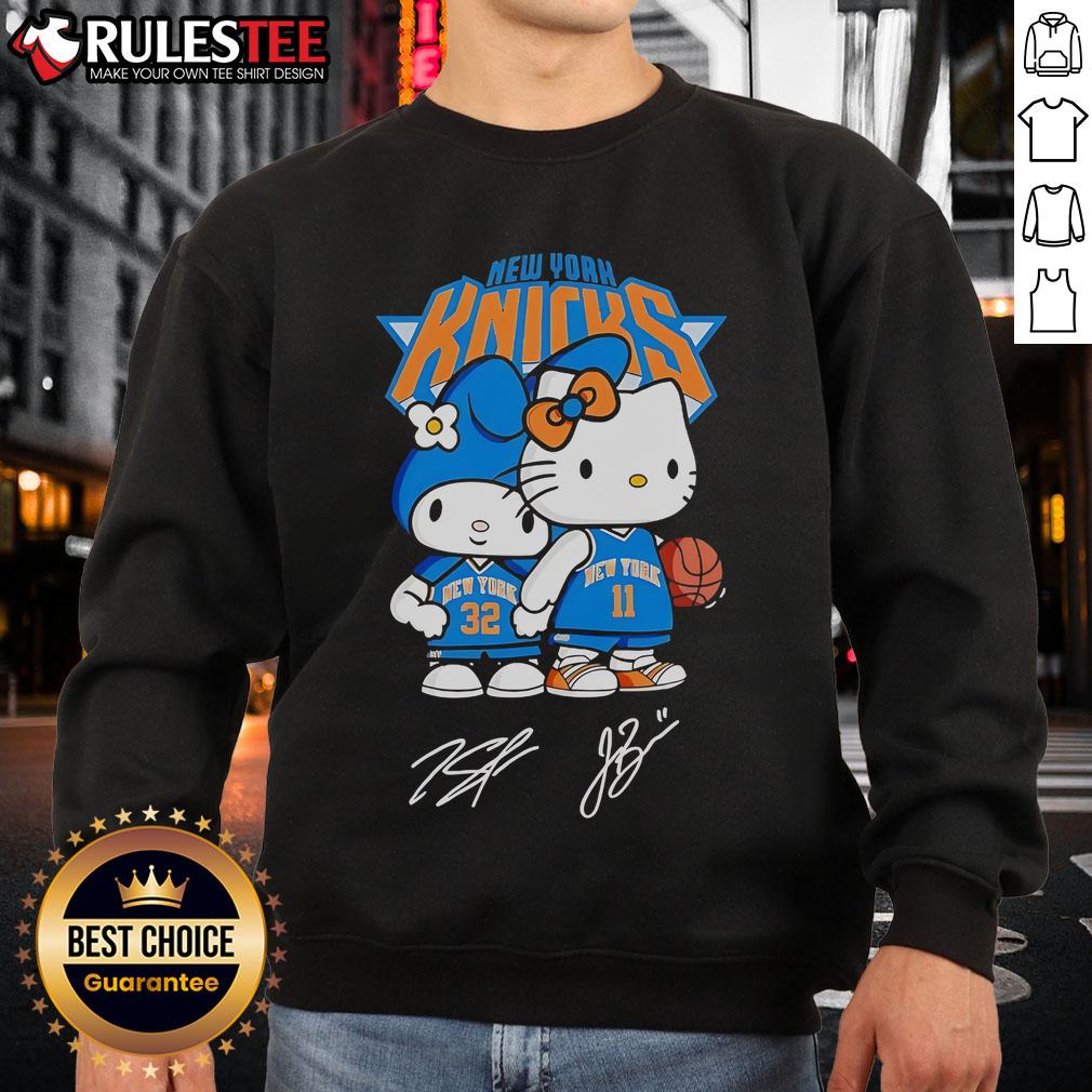 Cute Hello Kitty New York Knicks Basketball Kawaii Signatures T-Shirt - Image 5