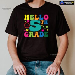 Alternative view of Hello 5th Grade Fifth Grade Student Clock Star Heart Fifth Back To School T-Shirt