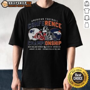Nice New England Patriots Vs Denver Broncos American Football Conference 2025 Helmet T-Shirt