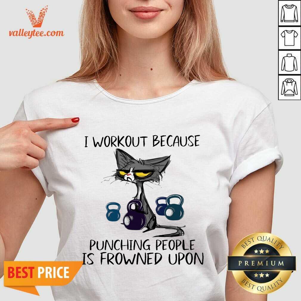 Black Cat I Workout Because Punching People Is Frowned Upon Shirt - Image 4