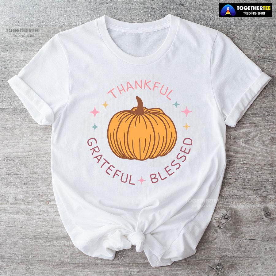 Thankful Grateful Blessed Pumpkin T-Shirt