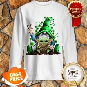 Alternative view of Nice Gnome Hug Baby Yoda Irish St. Patrick’s Day Shirt