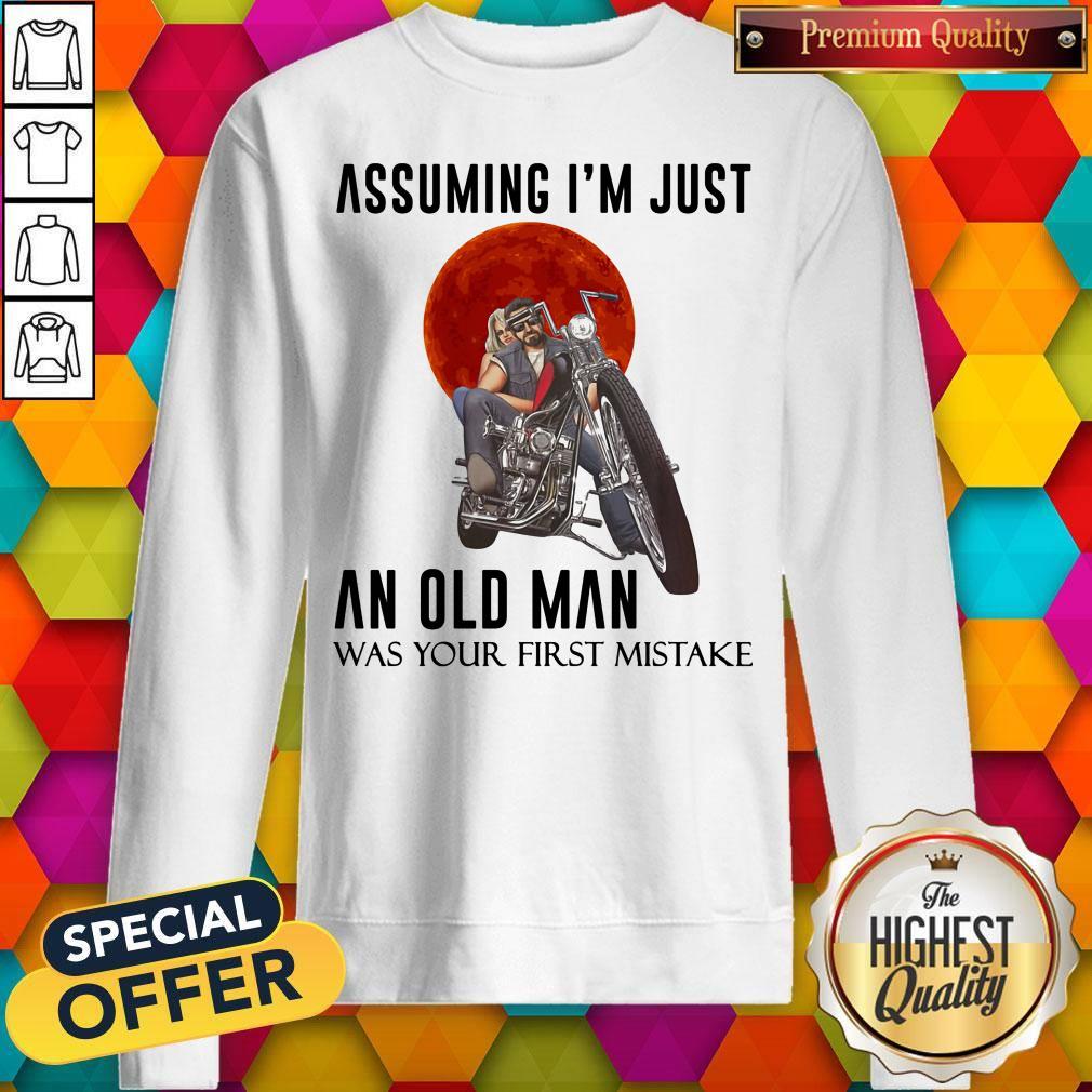 Assuming I'm Just An Old Man Was Your First Mistake Biker Sunset Shirt - Image 2