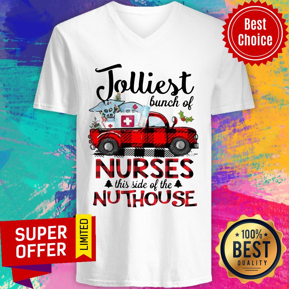 Awesome Jolliest Bunch Of Nurses This Side Of The Nuthouse Christmas Shirt - Image 3