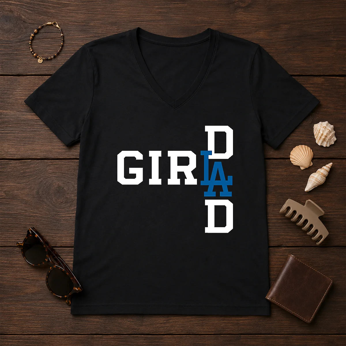 Pretty Los Angeles Dodgers LA Girl Dad Shirt - Image 2