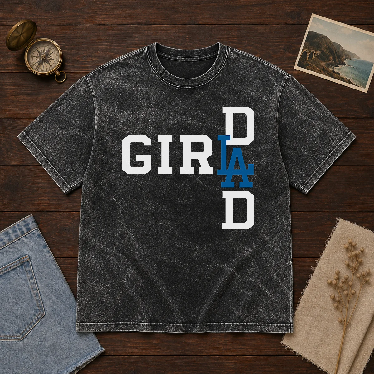 Pretty Los Angeles Dodgers LA Girl Dad Shirt - Image 8