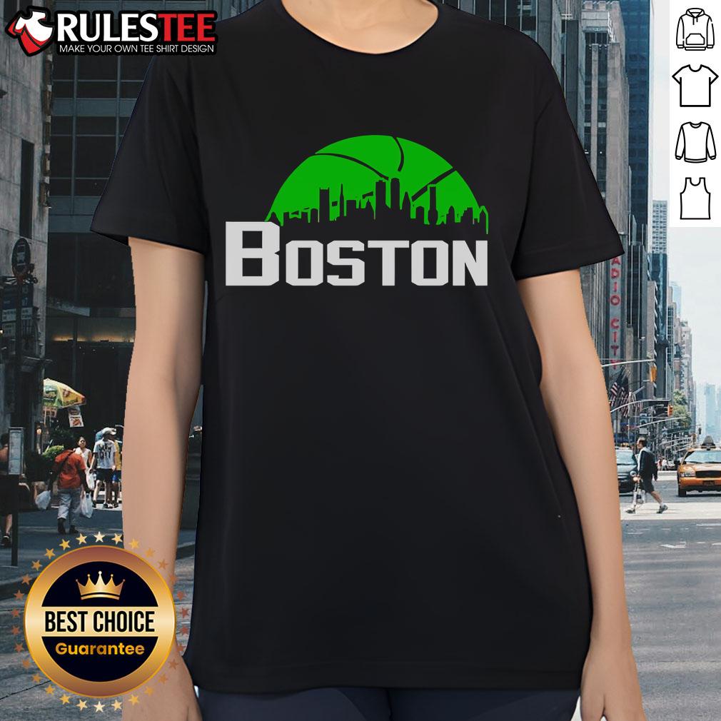 Official Boston Celtics Cityscape Skyline Style 2025 T-Shirt - Image 3