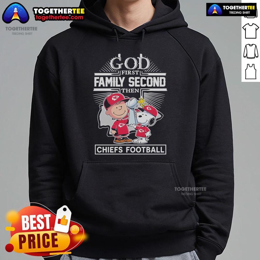 Top Peanuts X God First Family Second Then Kansas City Chiefs Football Super Bowl T-Shirt - Image 2