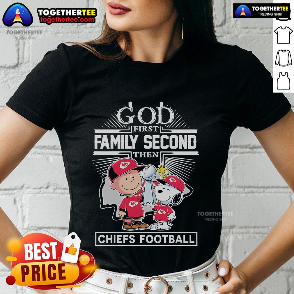 Top Peanuts X God First Family Second Then Kansas City Chiefs Football Super Bowl T-Shirt - Image 3