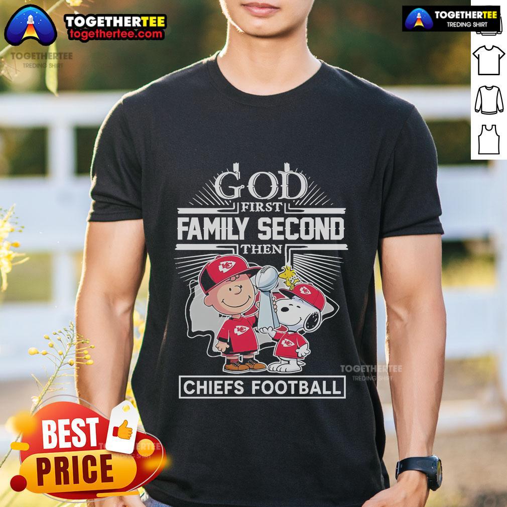 Top Peanuts X God First Family Second Then Kansas City Chiefs Football Super Bowl T-Shirt