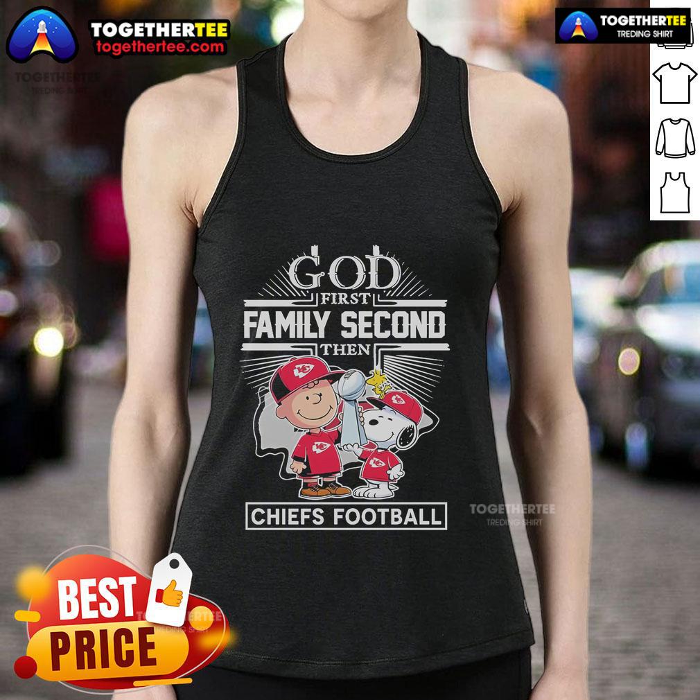 Top Peanuts X God First Family Second Then Kansas City Chiefs Football Super Bowl T-Shirt - Image 4