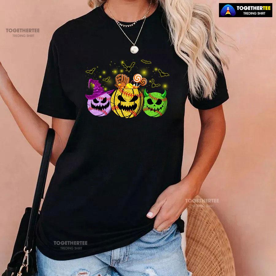 Softball Ball In Halloween Costumes For Halloween T-Shirt - Image 3