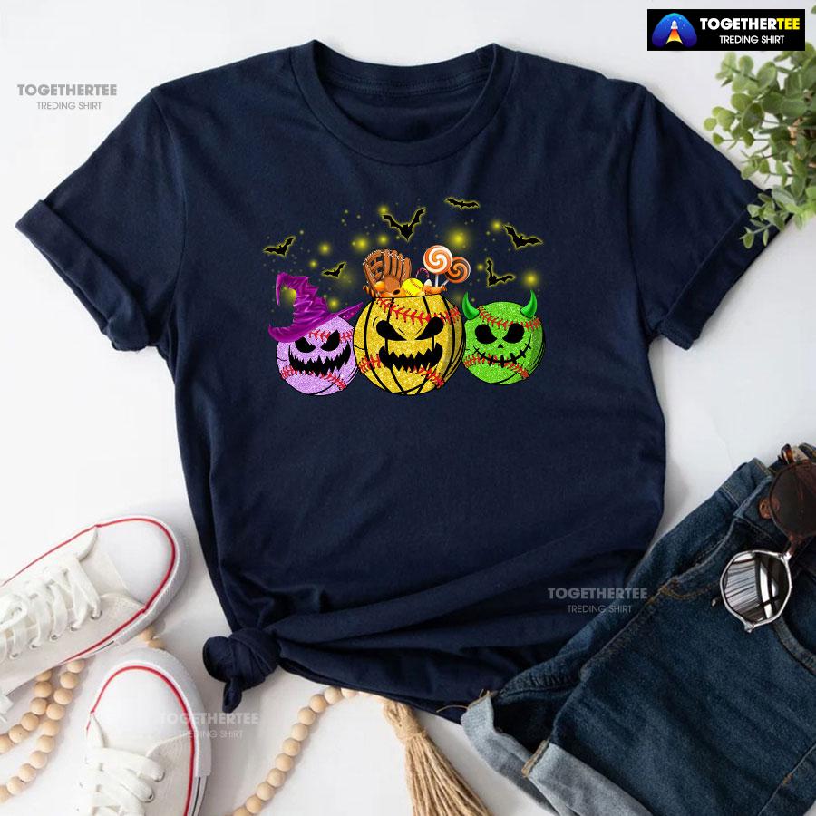 Softball Ball In Halloween Costumes For Halloween T-Shirt - Image 4