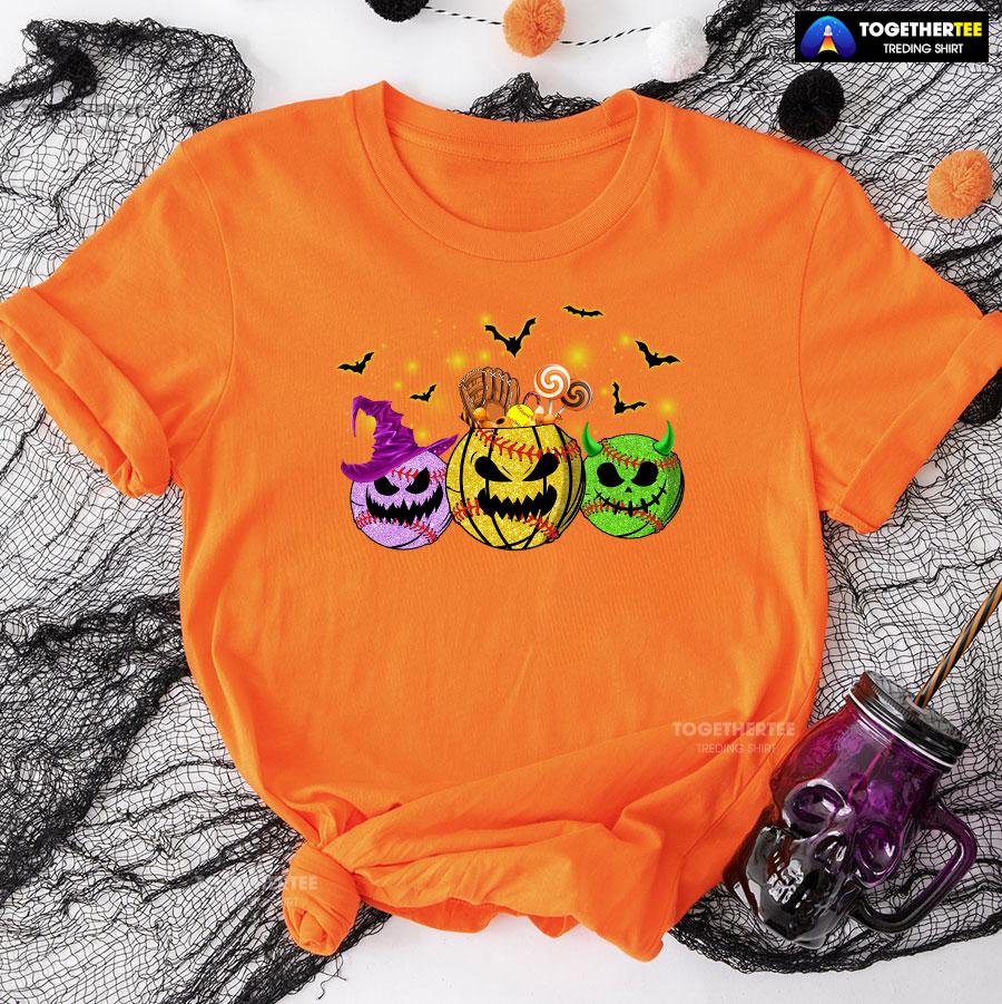 Softball Ball In Halloween Costumes For Halloween T-Shirt - Image 9