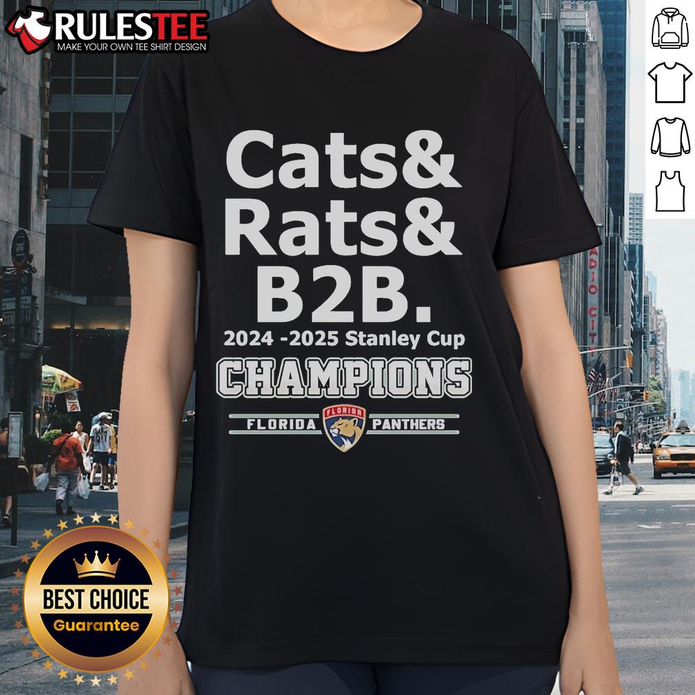 Official Cats & Rats B2B 2024-2025 Stanley Cup Champion Florida Panthers T-Shirt - Image 3