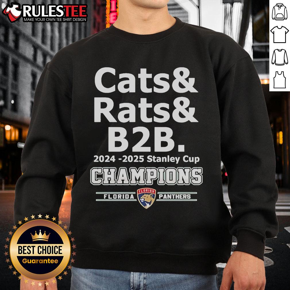 Official Cats & Rats B2B 2024-2025 Stanley Cup Champion Florida Panthers T-Shirt - Image 5