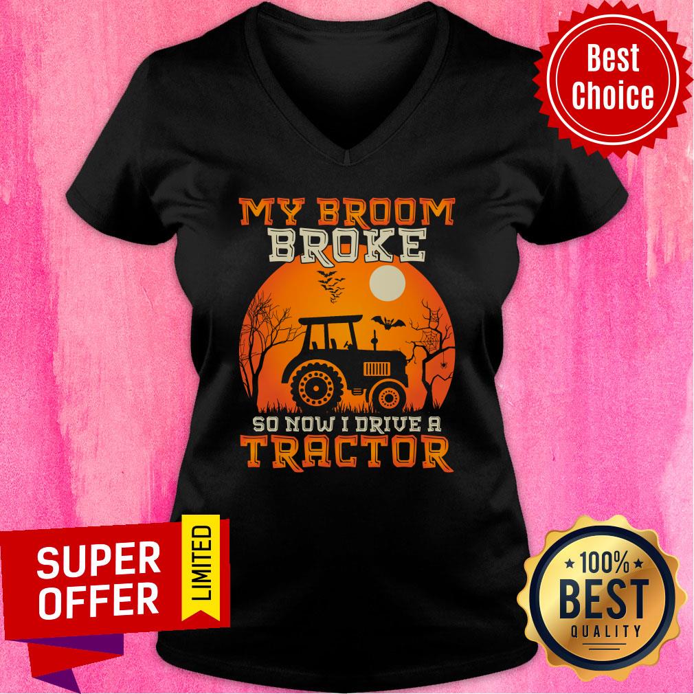 My Broom Broke So Now I Drive A Tractor Halloween Shirt - Image 4