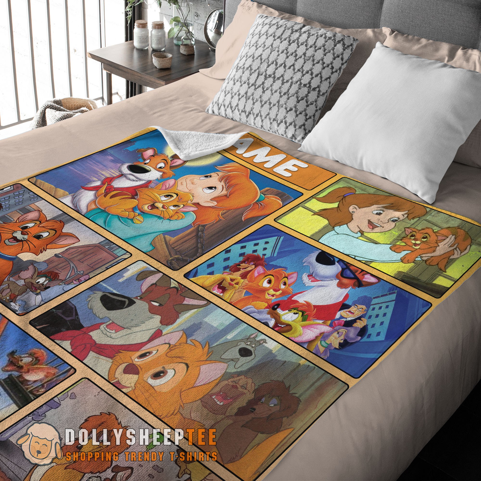 Perfect Disney Oliver & Company Jenny Foxworth Oliver Dodger With Friends Blanket Fleece Customized Blanket - Image 3