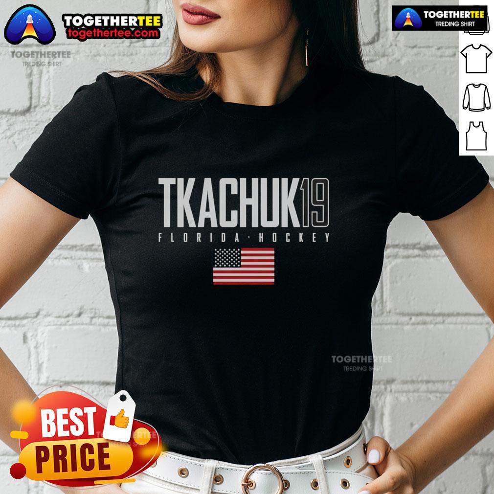 Pretty Matthew Tkachuk 19 Florida Panthers USA Flag Elite T-Shirt - Image 3