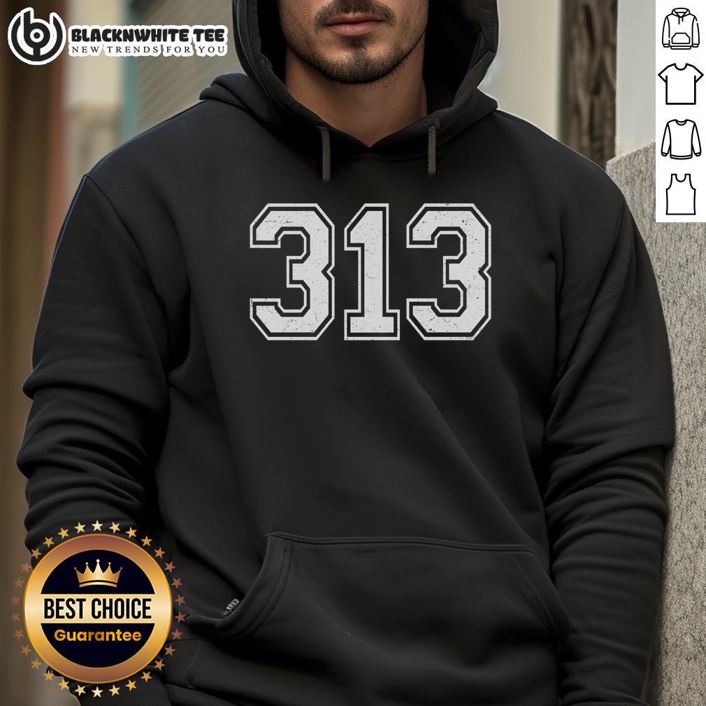 Awesome Detroit Michigan Area Code 313 T-Shirt - Image 2