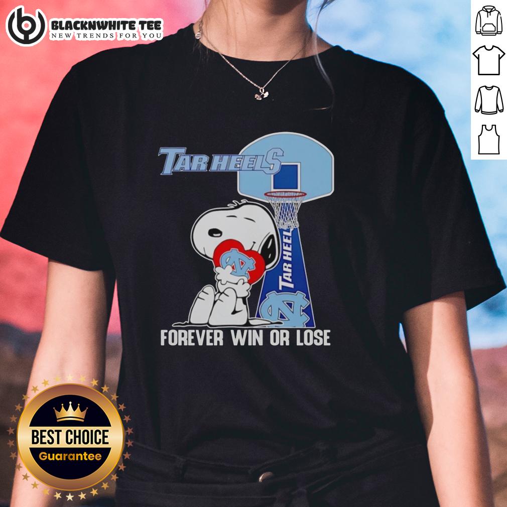 Good Snoopy Holding North Carolina Tar Heels Heart Forever Win Or Lose T-Shirt - Image 3