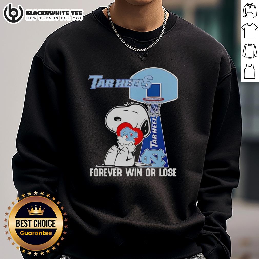 Good Snoopy Holding North Carolina Tar Heels Heart Forever Win Or Lose T-Shirt - Image 5