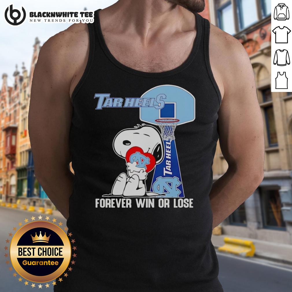 Good Snoopy Holding North Carolina Tar Heels Heart Forever Win Or Lose T-Shirt - Image 4