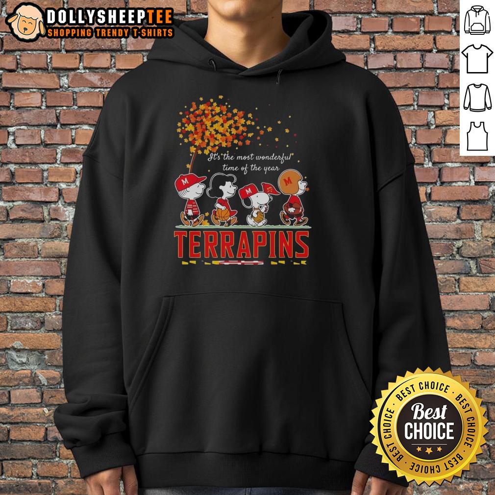 Nice Snoopy And Friends Terrapins It's The Most Wonderful Time Of The Year Autumn T-Shirt - Image 2