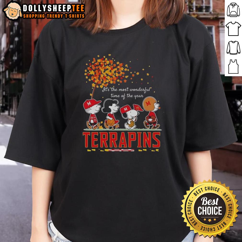 Nice Snoopy And Friends Terrapins It's The Most Wonderful Time Of The Year Autumn T-Shirt - Image 3