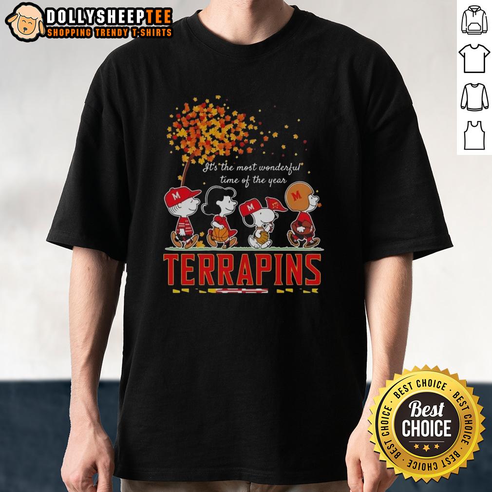 Nice Snoopy And Friends Terrapins It's The Most Wonderful Time Of The Year Autumn T-Shirt