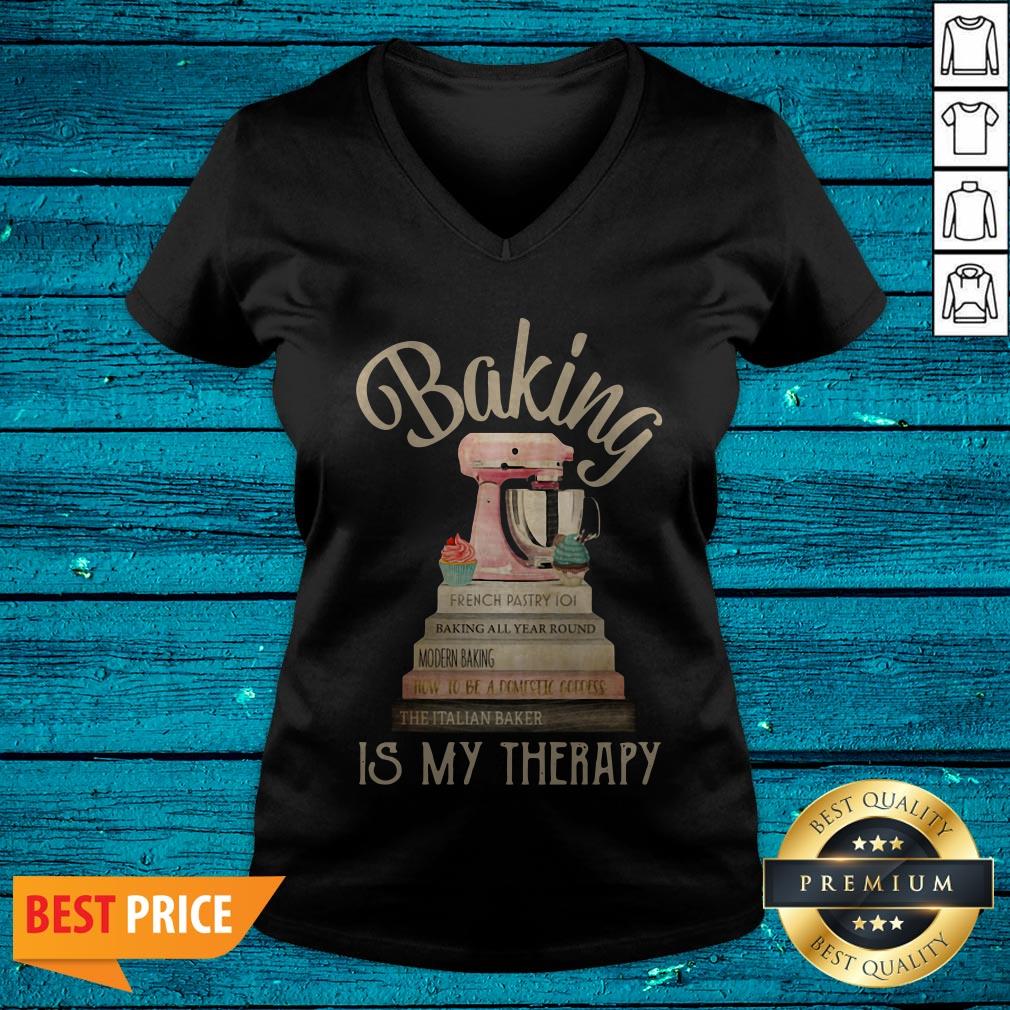 Nice Books Baking Is My Therapy Shirt - Image 2