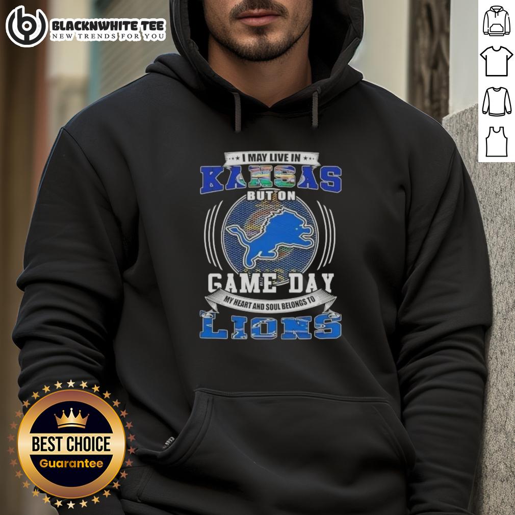 Good I May Live In Kansas But On Game Day Detroit Lions Football T-Shirt - Image 2