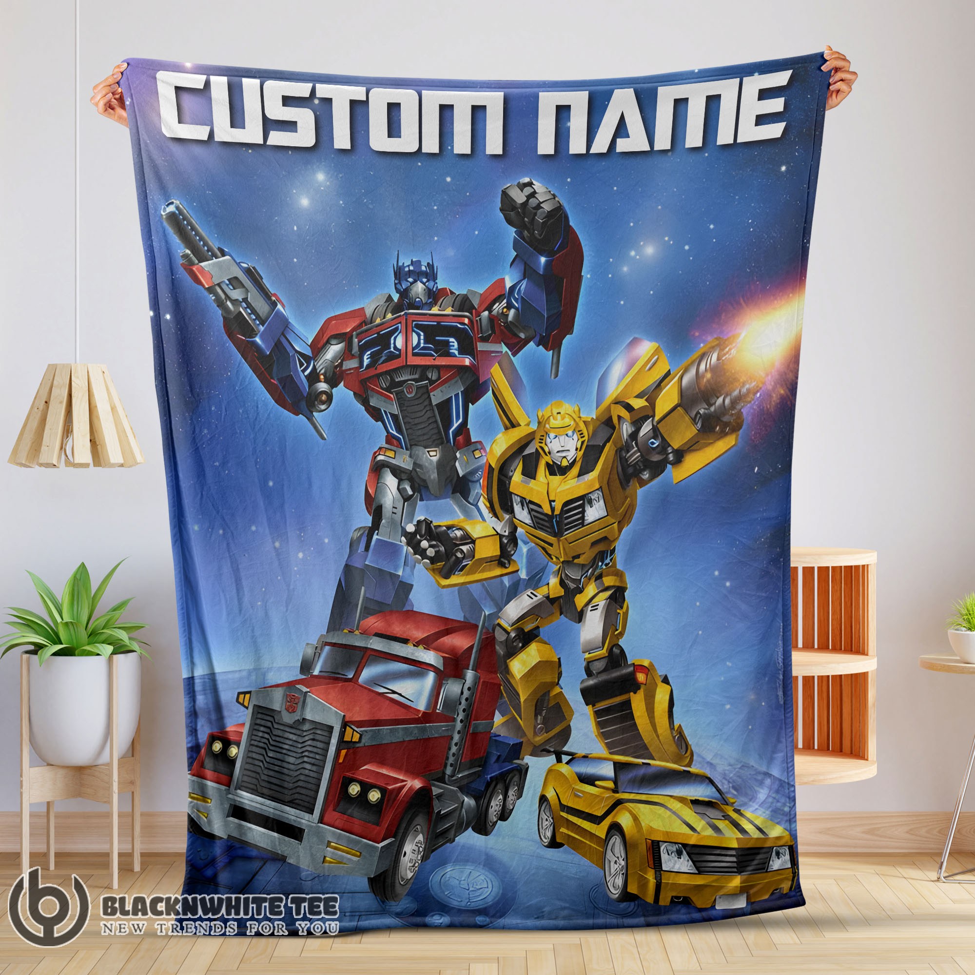 Perfect Happy Optimus Prime And Bumblebee Transformers Movie Blanket Customize Blanket