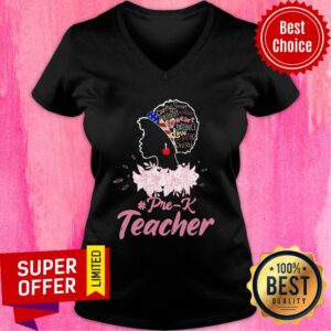 Alternative view of Girl Caring Smart Friendly Warm Big Heart Love Kind Skilled Pre Teacher USA Flag Shirt