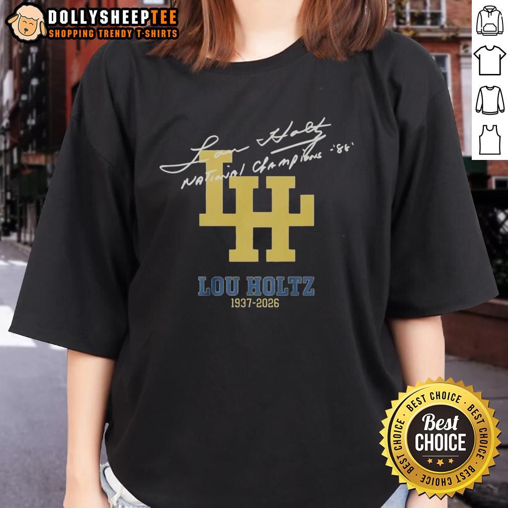 Official Lou Holtz 1937 2026 National Championships Signature T-Shirt - Image 3