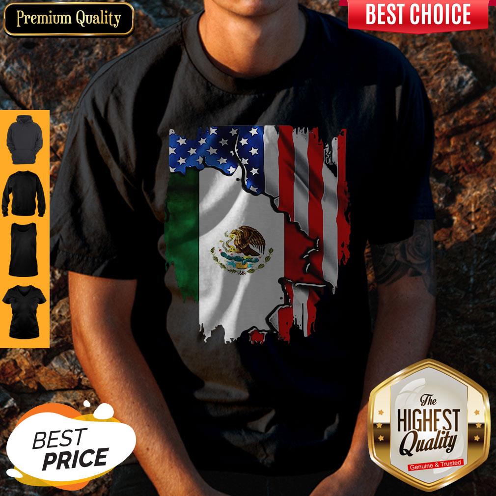 Premium Coat Of Arms Of Mexico Inside American Flag Shirt