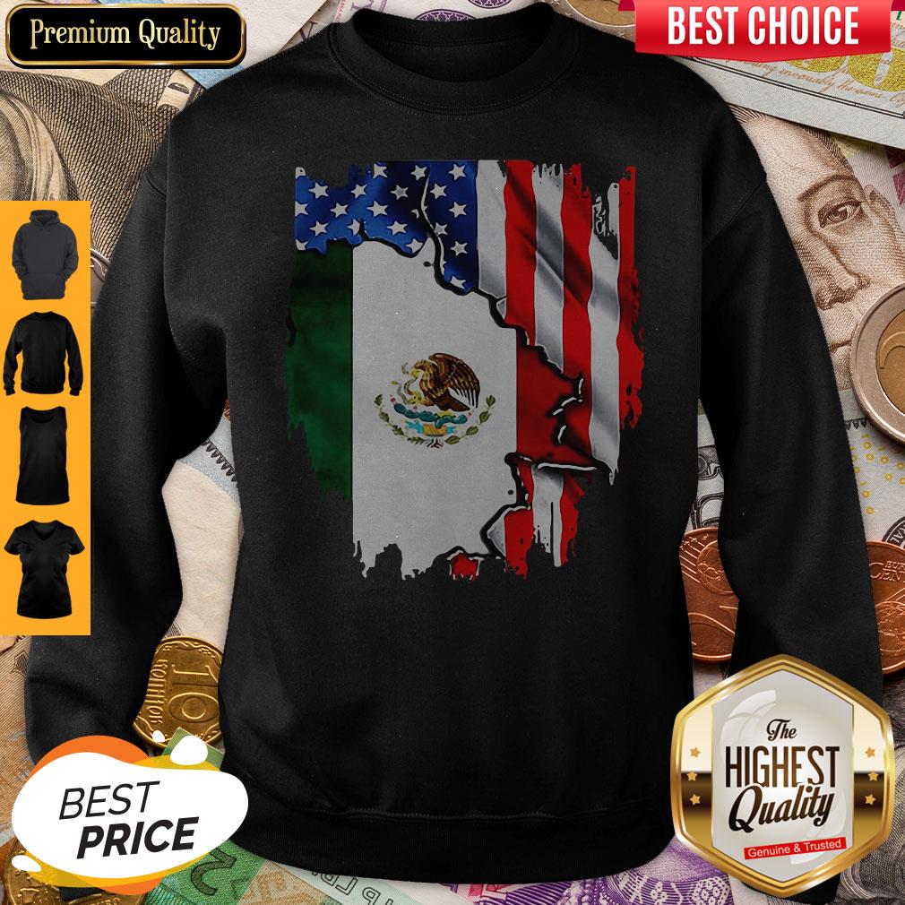 Premium Coat Of Arms Of Mexico Inside American Flag Shirt - Image 2