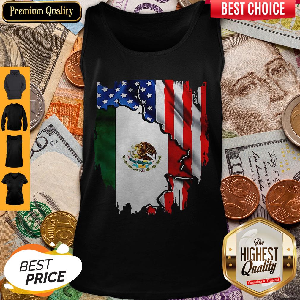 Premium Coat Of Arms Of Mexico Inside American Flag Shirt - Image 3