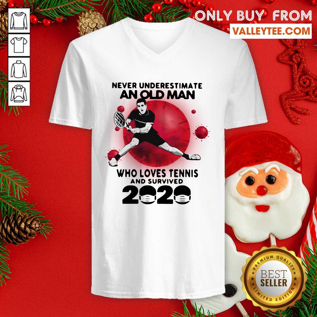Top Never Underestimate An Old Man Who Loves Tennis And Survived 2020 Mask Covid 19 Shirt - Image 3